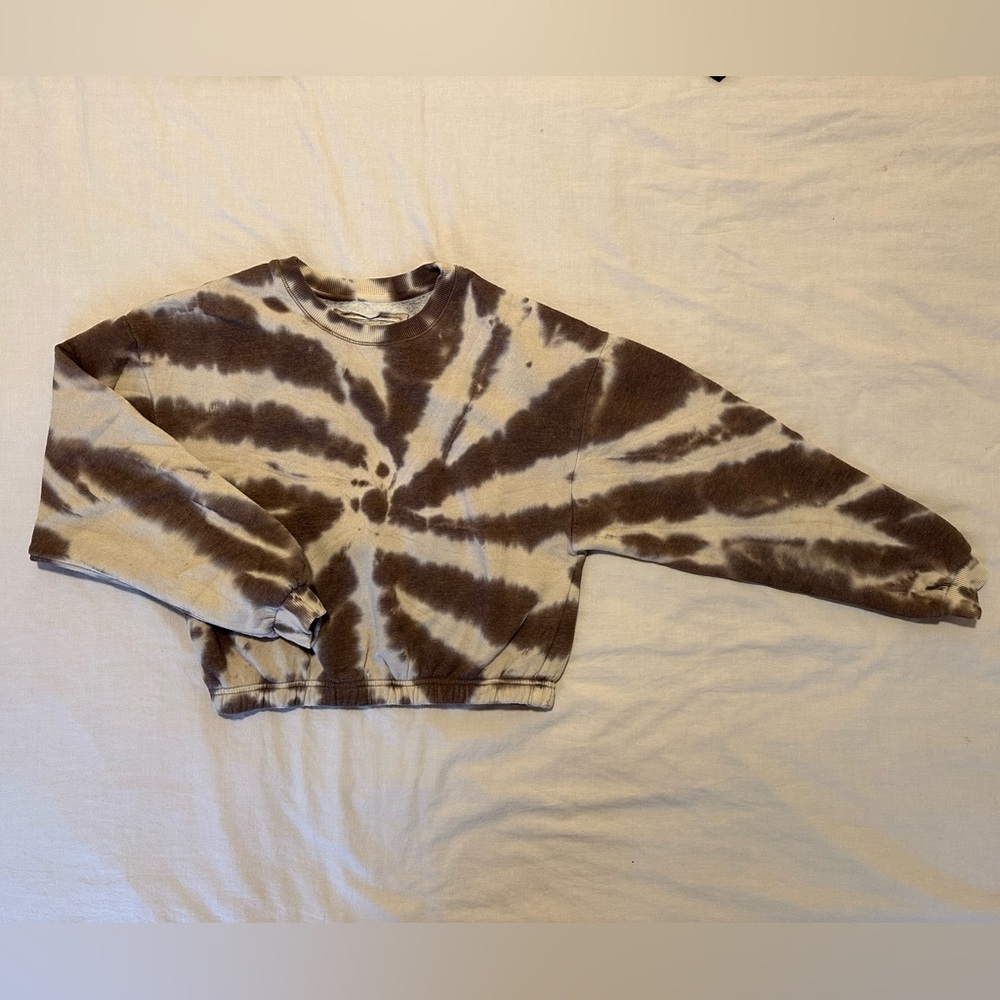 Tie-Dye Cropped Crew Neck Sweatshirt